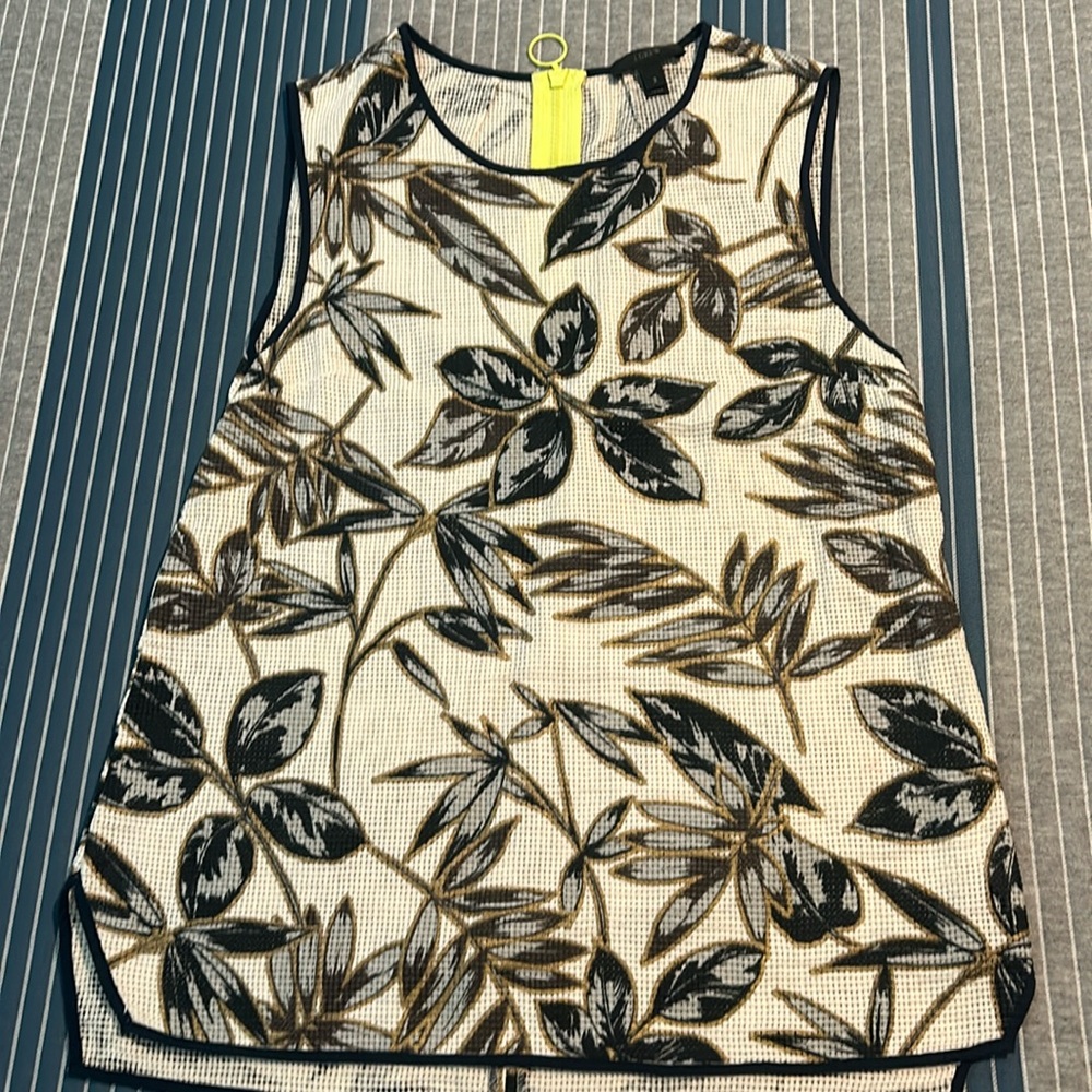 JCrew Top.  Beautiful print w leaves.